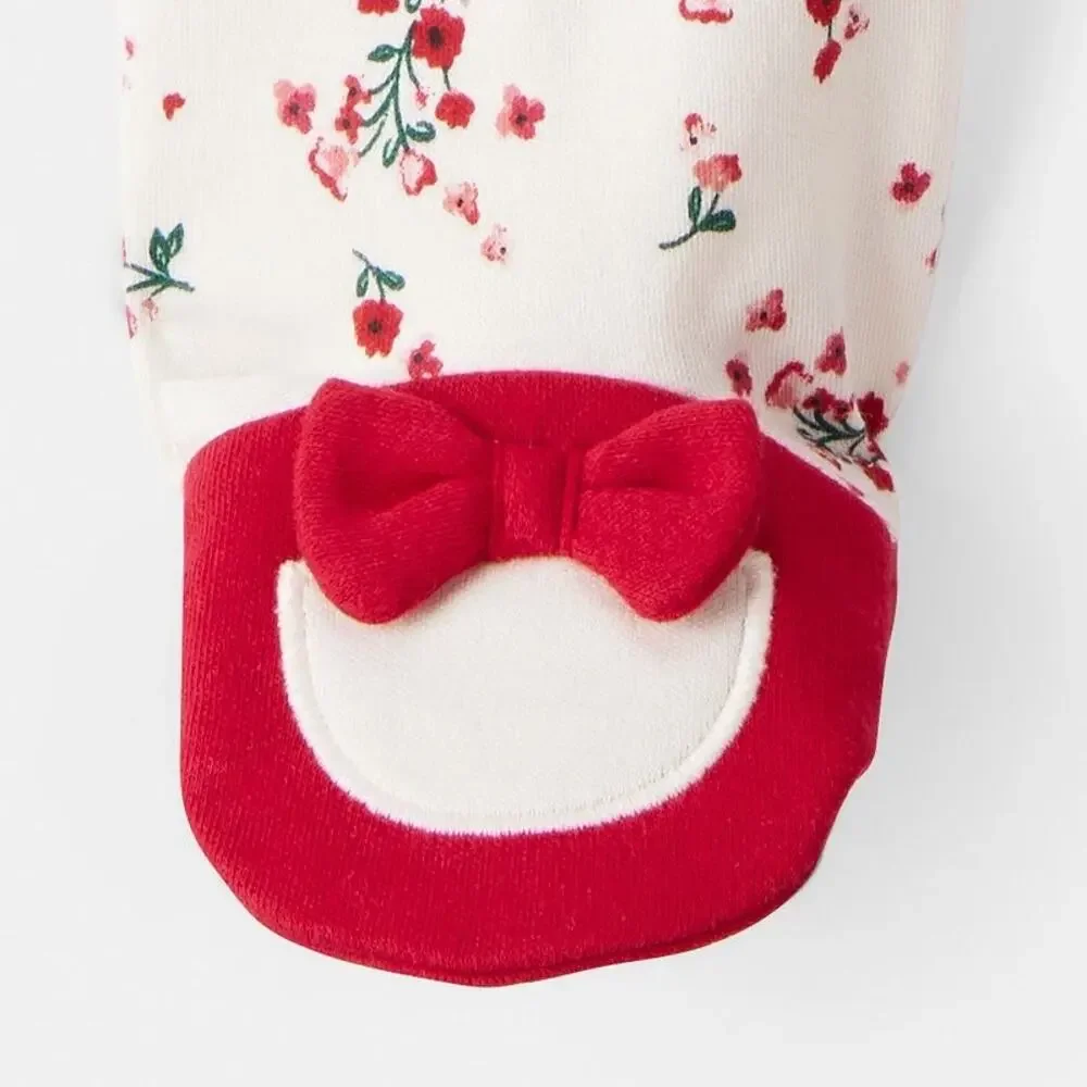 NEW! Carter’s Baby Girl Bow Floral Print Cotton Sleep & Play Pajamas 9M